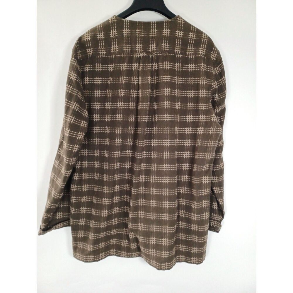Todd Snyder Mens Beach Long Sleeve Brown Tile Geometric Henley Style Shirt Large - Picture 5 of 7